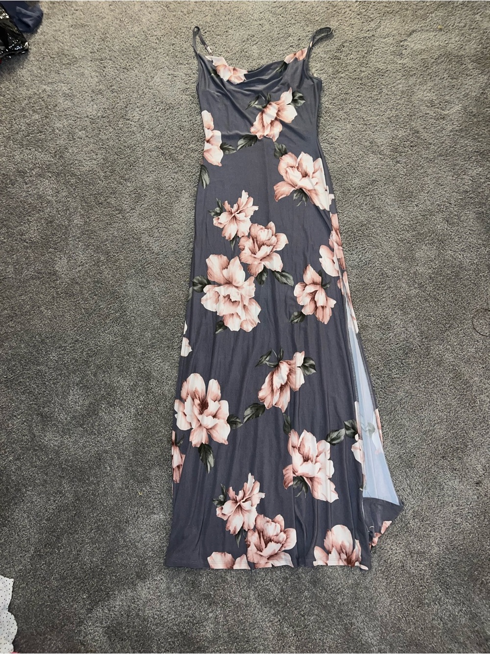 Windsor Charcoal Maxi Dress with Blush Floral Print - Picture 1 of 5